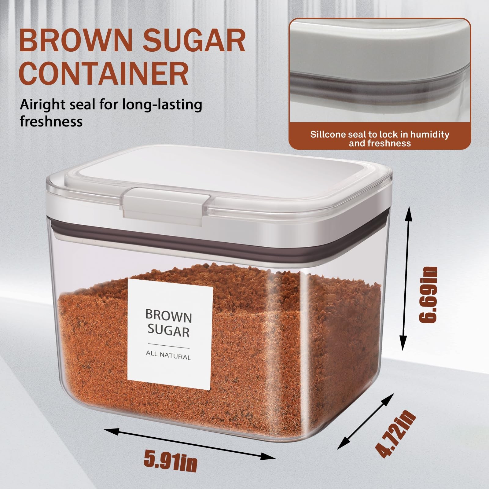Euiaey Brown Sugar Container Airtight, Keeper 1.2 Liters, Clear