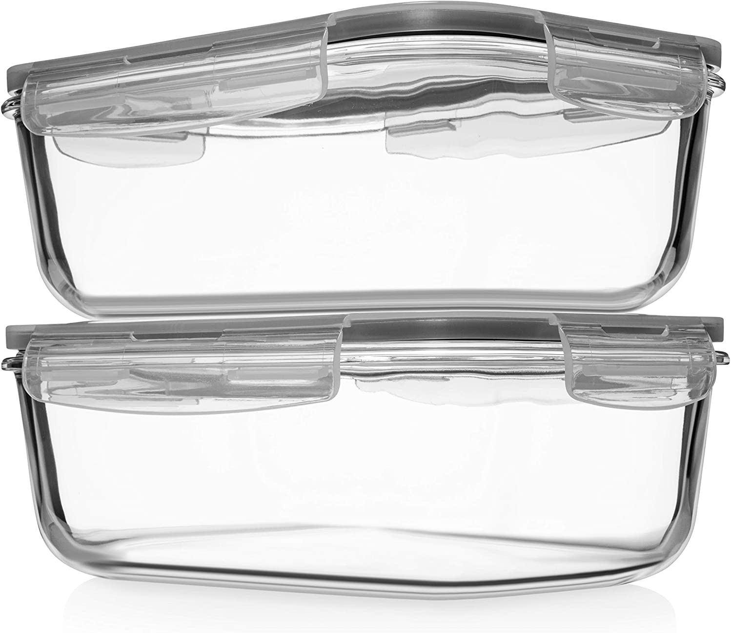 8 Cups/ 63 Oz 4 Piece (2 containers + 2 Lids) Large Glass Food Storage/ Baking C