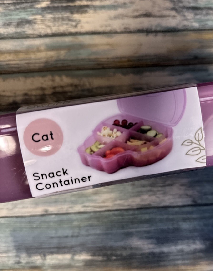 NEW Melii Snackle Box 🍇Purple Cat Design w/ 7 Adjustable Sections-Easy Care