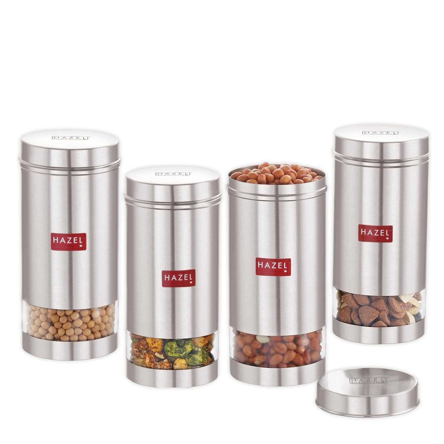 Stainless Steel Transparent See Through Storage Container Set of 4 Pcs 1000 ML
