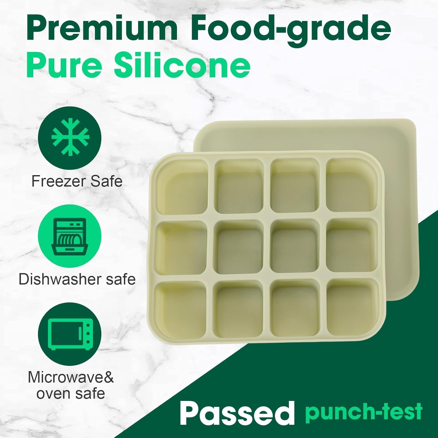3 Pack Baby Food Freezer Tray with Lids 2.13 oz x 6 Cups/1.15 oz x 12 Cups