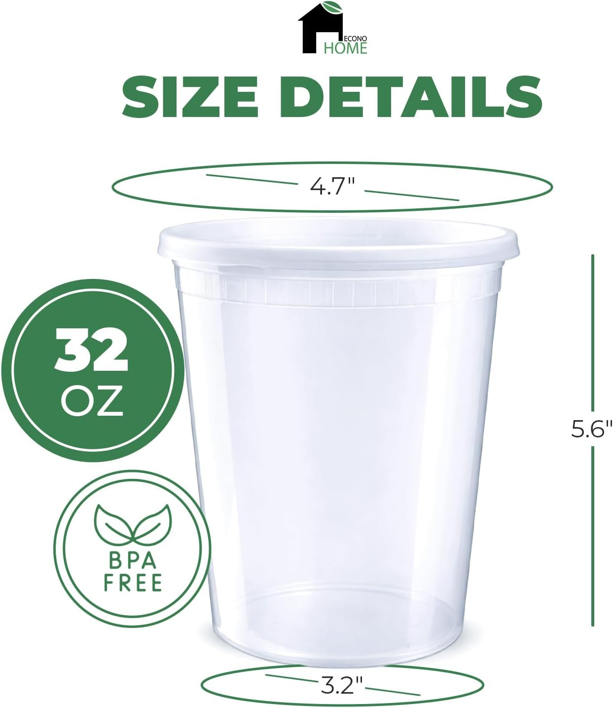 Clear Deli Containers with Lids – 240-Pack, 32Oz Plastic Containers with Lids fo