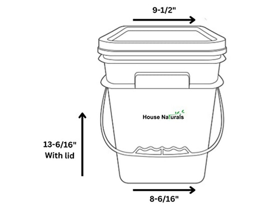 4 Gallon Square Food Grade Bucket Pail with Plastic Handles lids- Made in USA