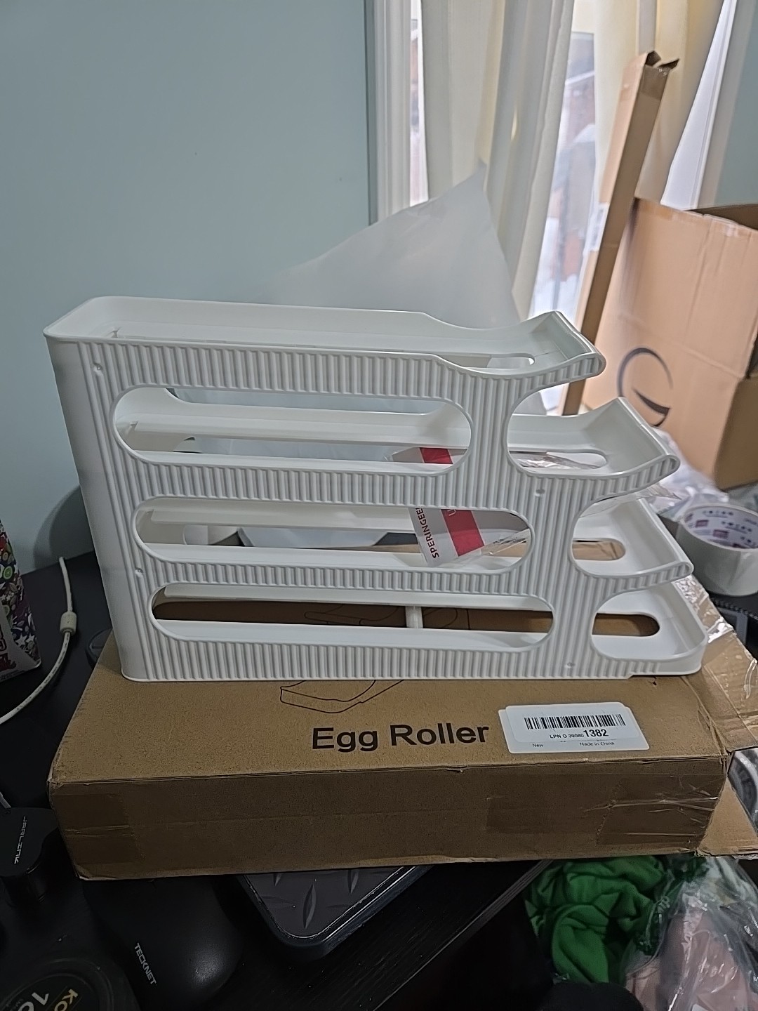 4-Tier Auto Rolling Egg Holder Storage Rack Refrigerator Egg Dispenser