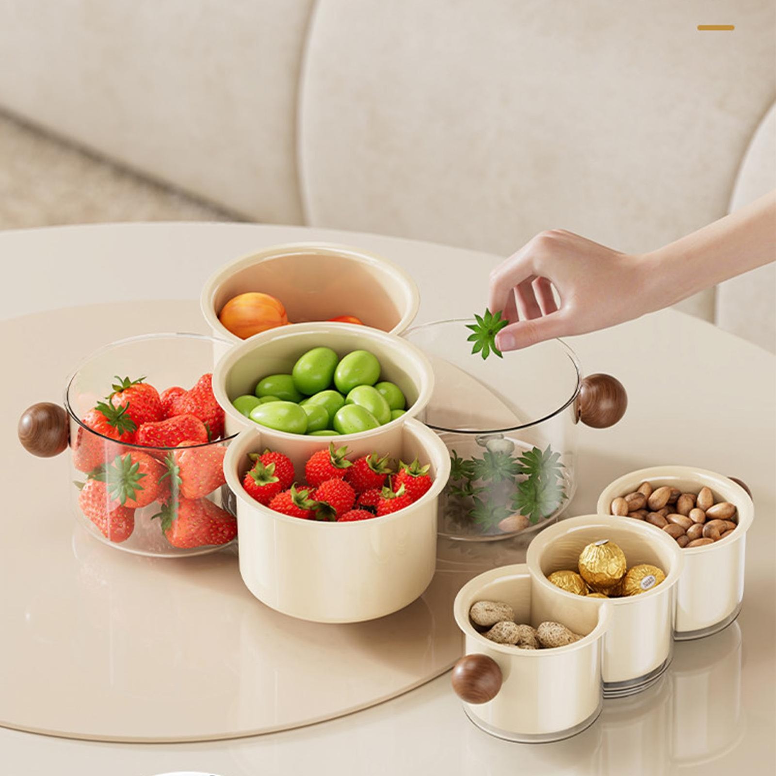 Fruit Storage Stackable 360-Degree Rotating Food Container Snack Storage
