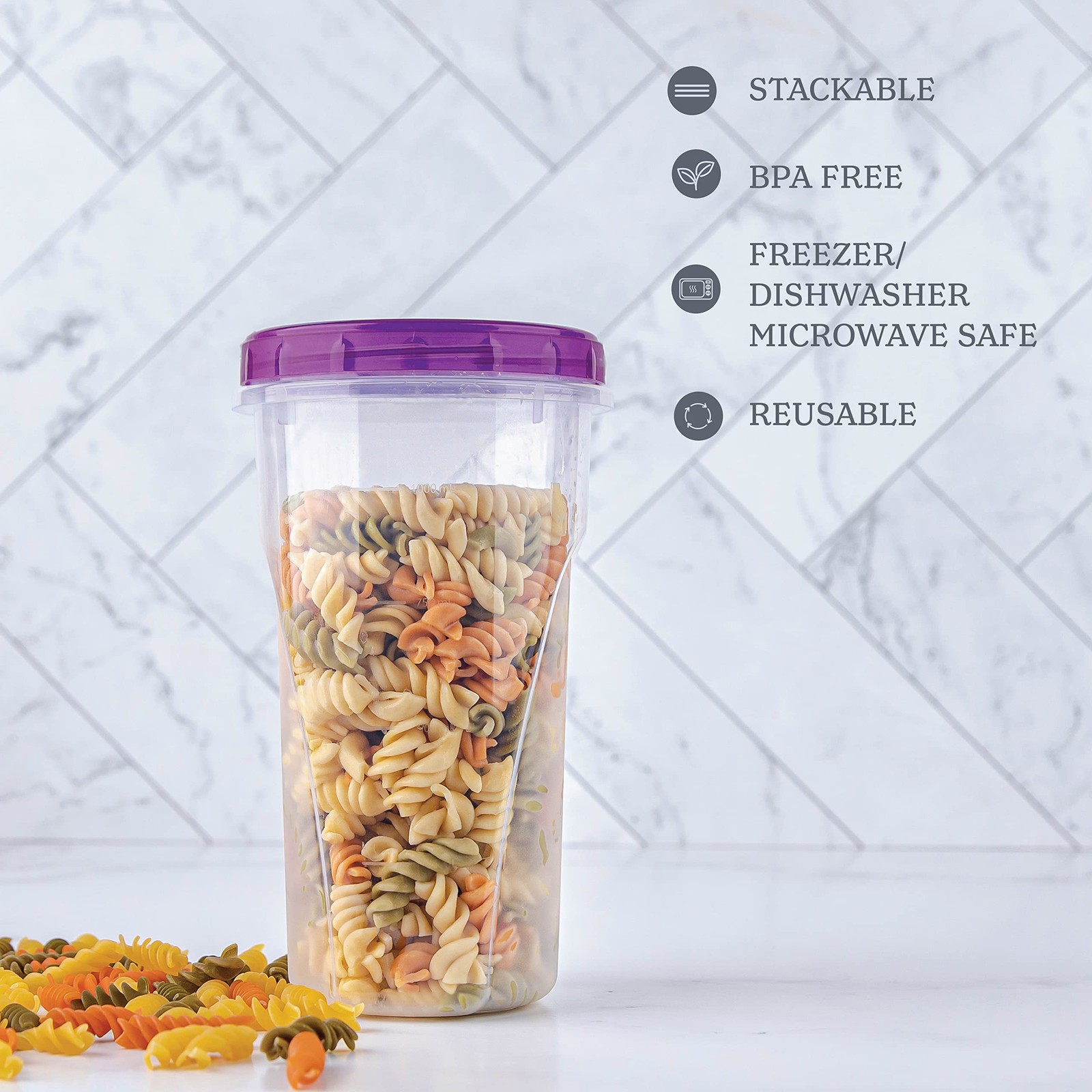 48 Ounce Twist Top Deli Containers Clear Bottom With Purple Top Twist On Lids Re