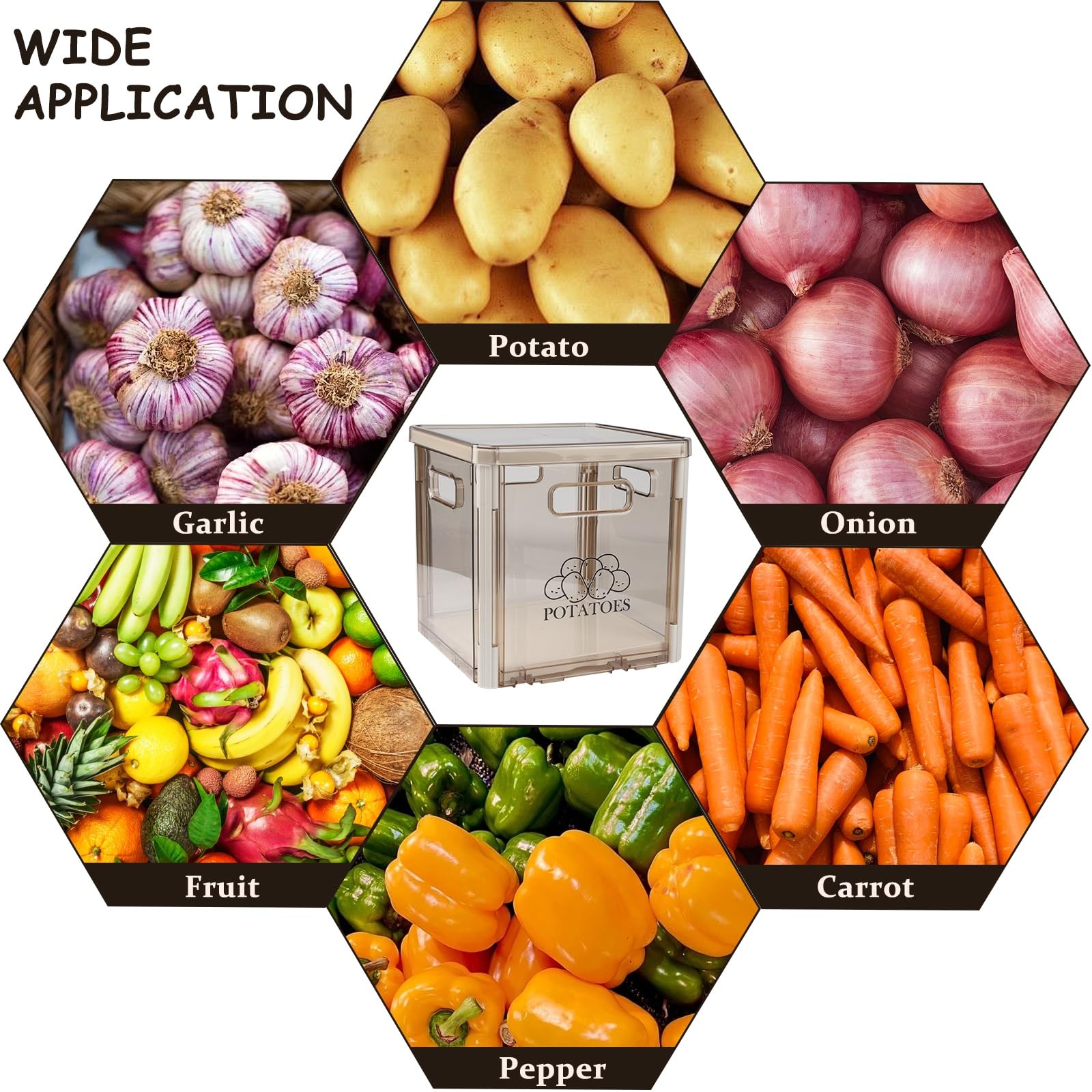 Xbopetda Potato Storage Bin With Lid and Handle – Stackable Container for Oni…
