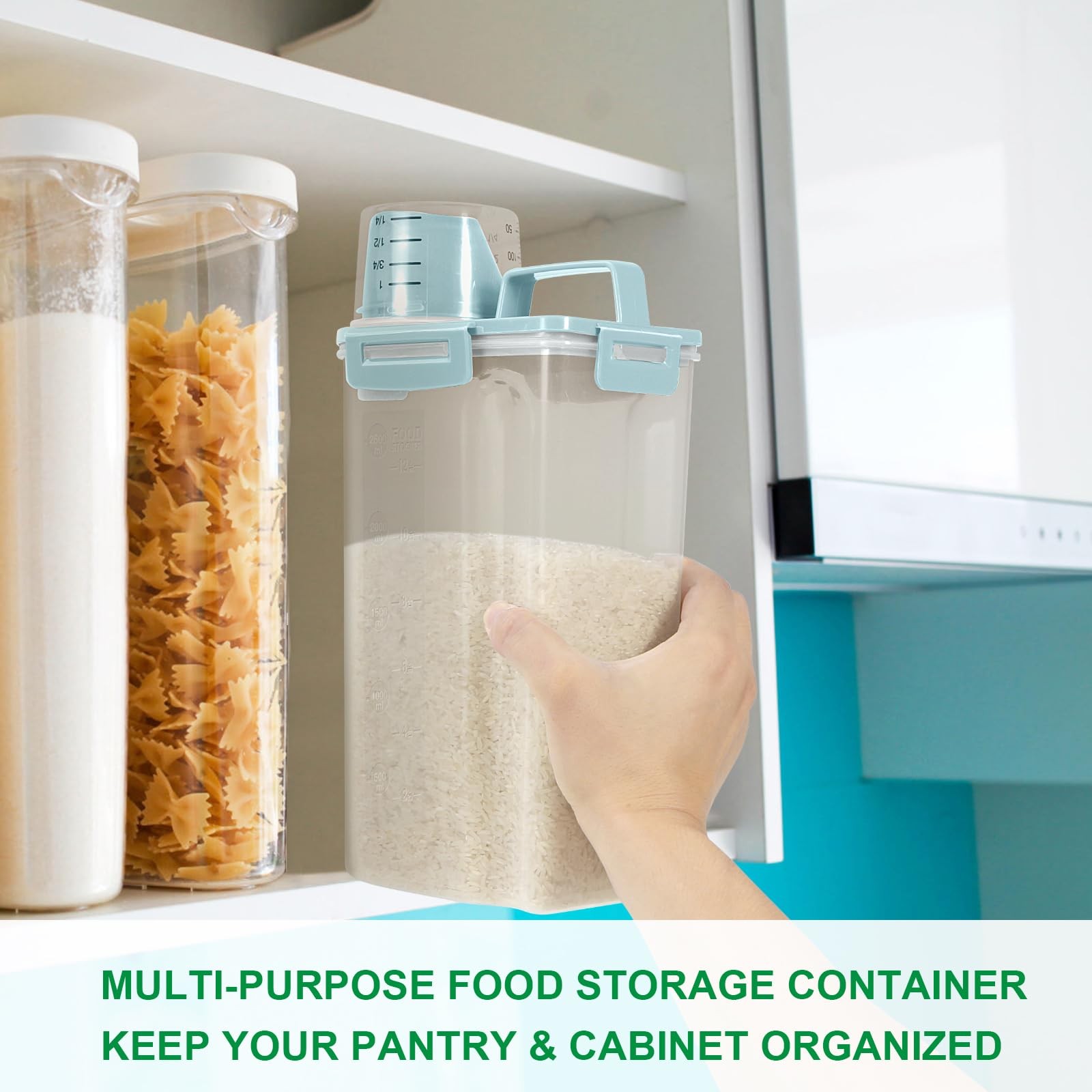 TBMax Rice Storage Container 3-5 Lbs Flour Cereal White & Blue