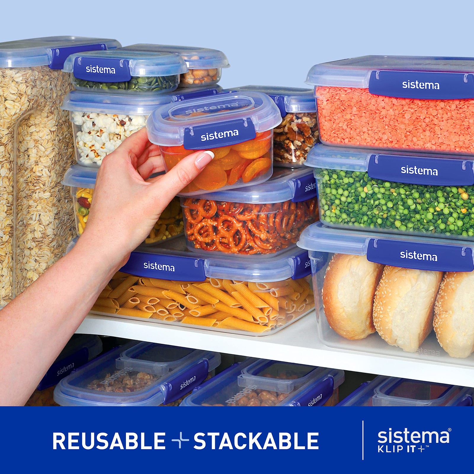 Sistema KLIP IT+ Large 7.5L Rectangle Food Storage Container, Stackable & Air…