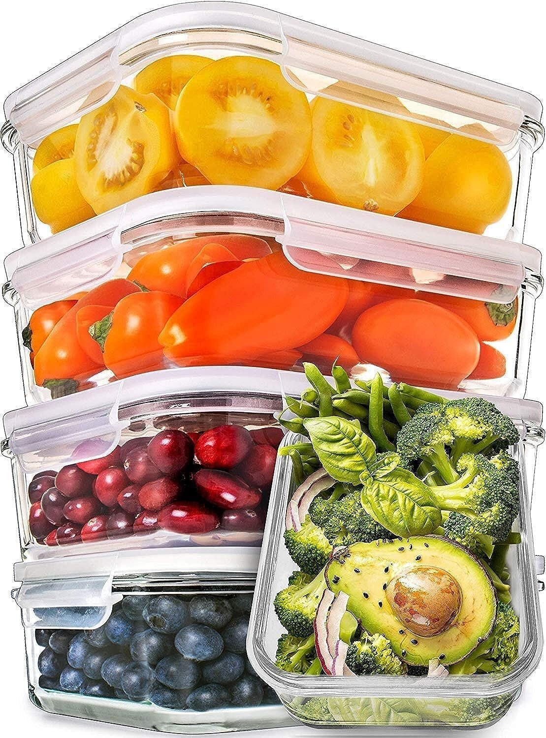 Sleek Glass Meal Prep Containers with Airtight Lids – Versatile Food Storage