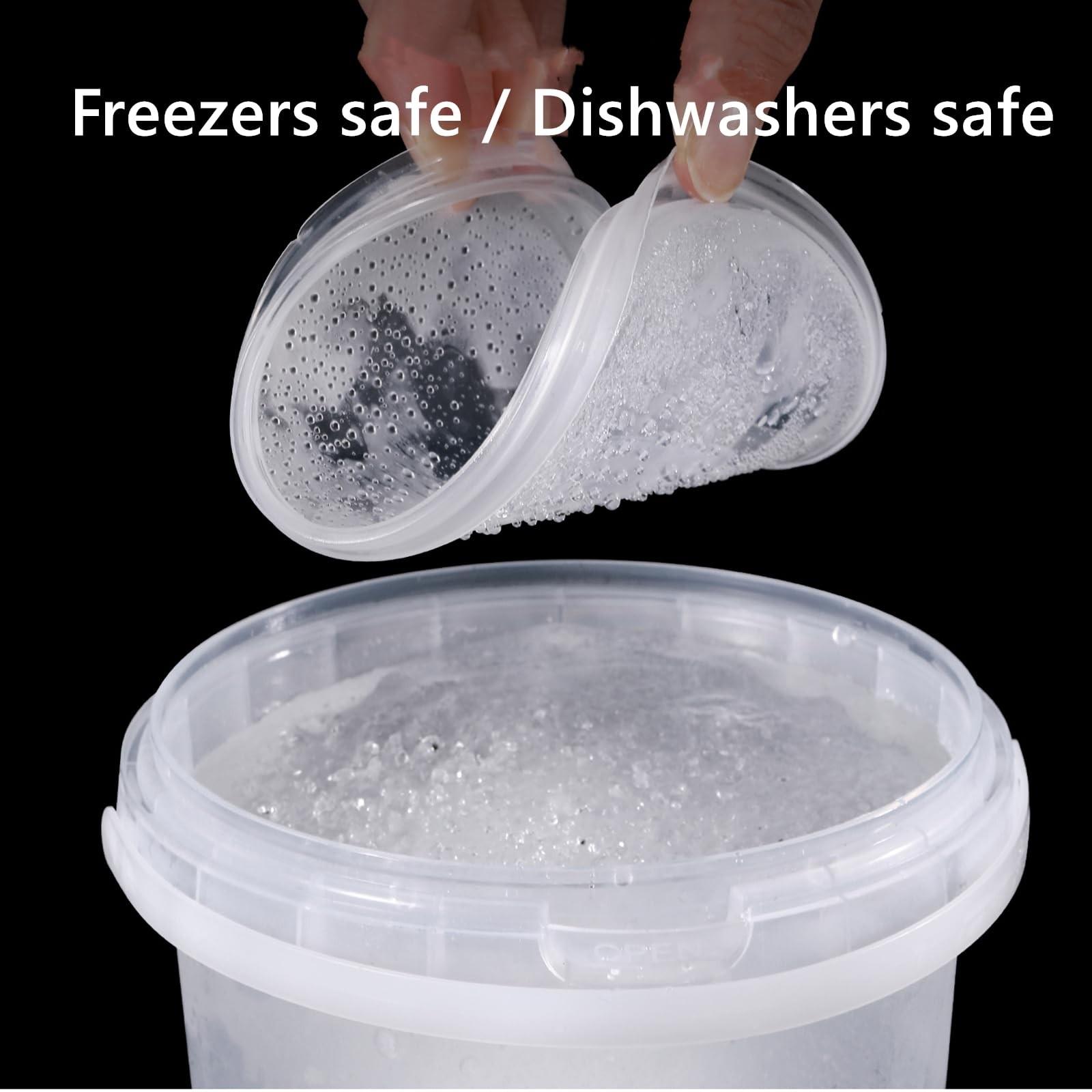 24 Pack Ice Cream Bucket with Lids and Handles, 25OZ/ 33OZ Clear Plastic Rum …