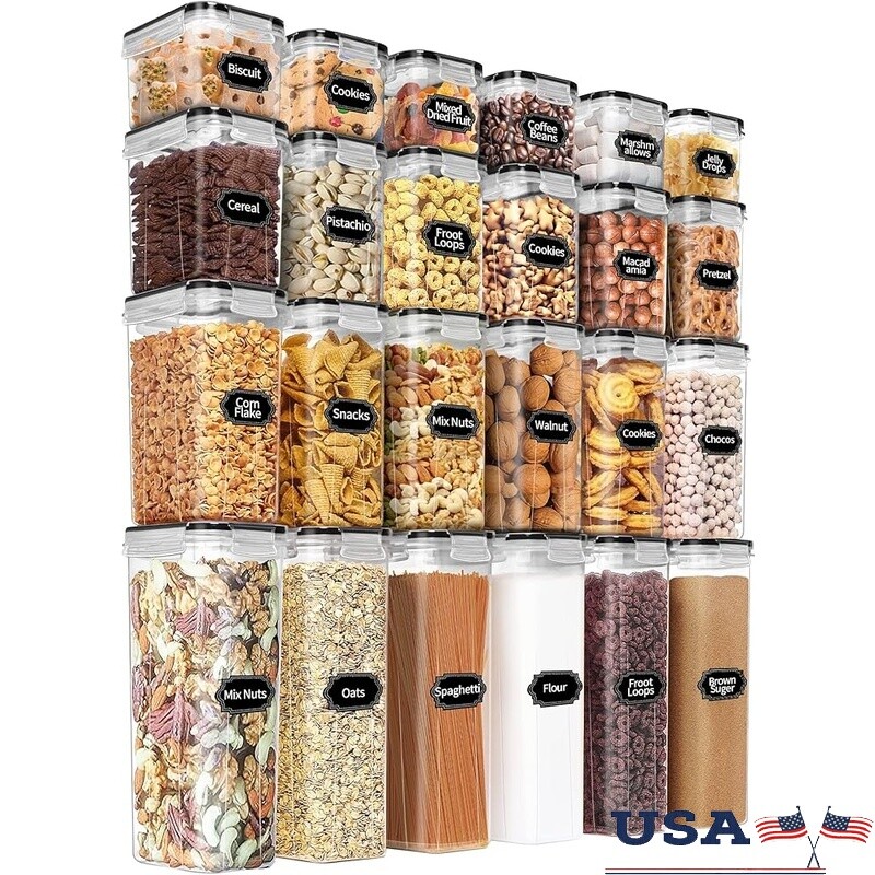 Airtight Food Storage Containers Set 24PCS BPA Free Kitchen Organization Labels