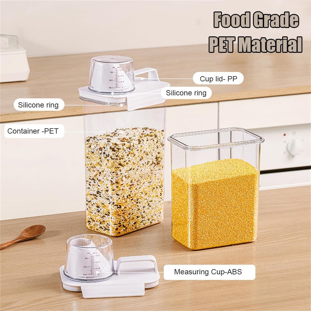 2Pcs Rice Dispenser Storage Containers, 1.1L Small Rice Bucket with Measuring…