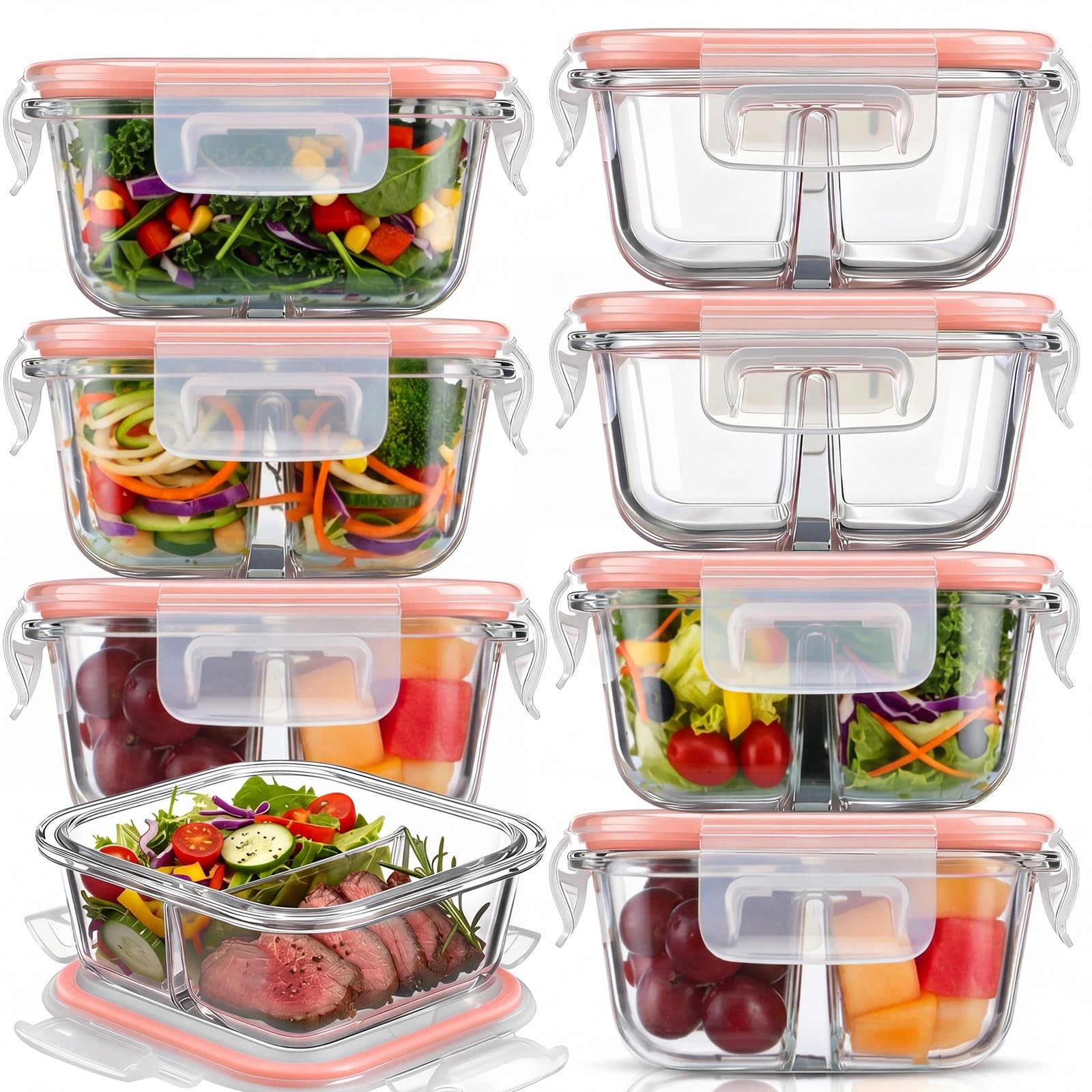 Yiyiring 8 Pack 8 oz Bariatric Meal Prep Containers, Glass Bowl Bariatric Por…