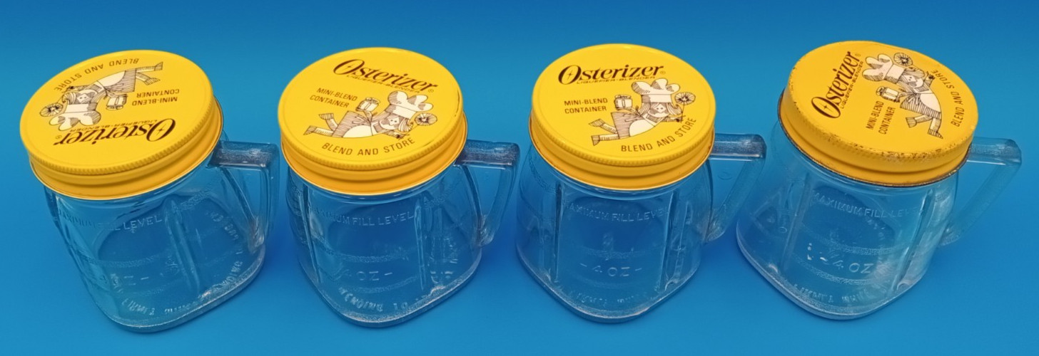 Vintage Osterizer Plastic Blender Jar Set Of 4 Oster Mini Blend & Store 4oz
