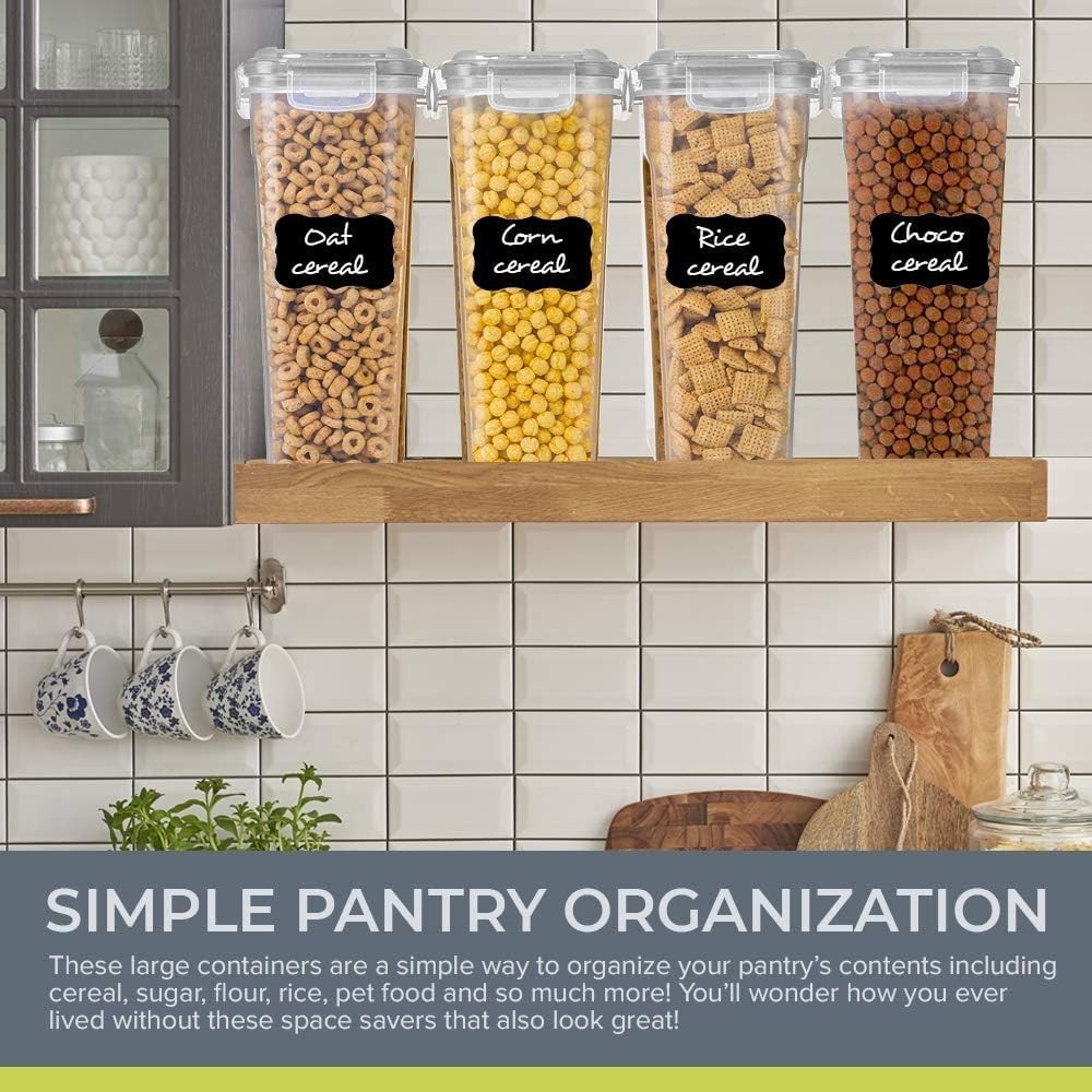Airtight Cereal Containers with Lids – 4 Piece Tall Kitchen