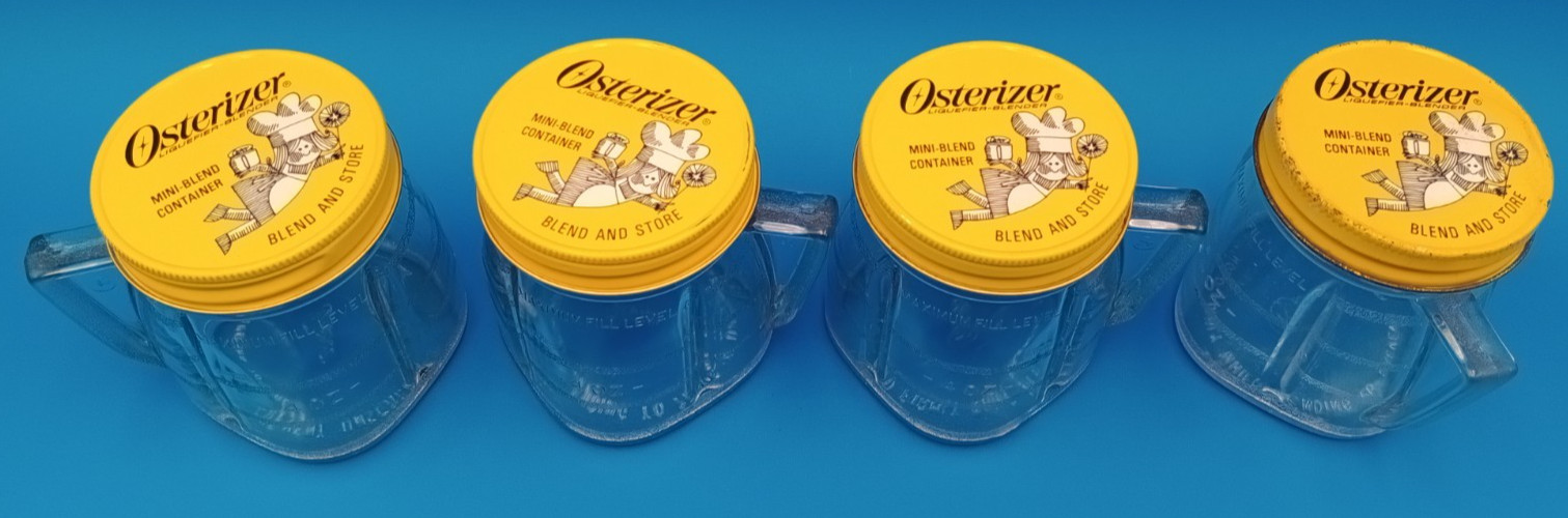 Vintage Osterizer Plastic Blender Jar Set Of 4 Oster Mini Blend & Store 4oz