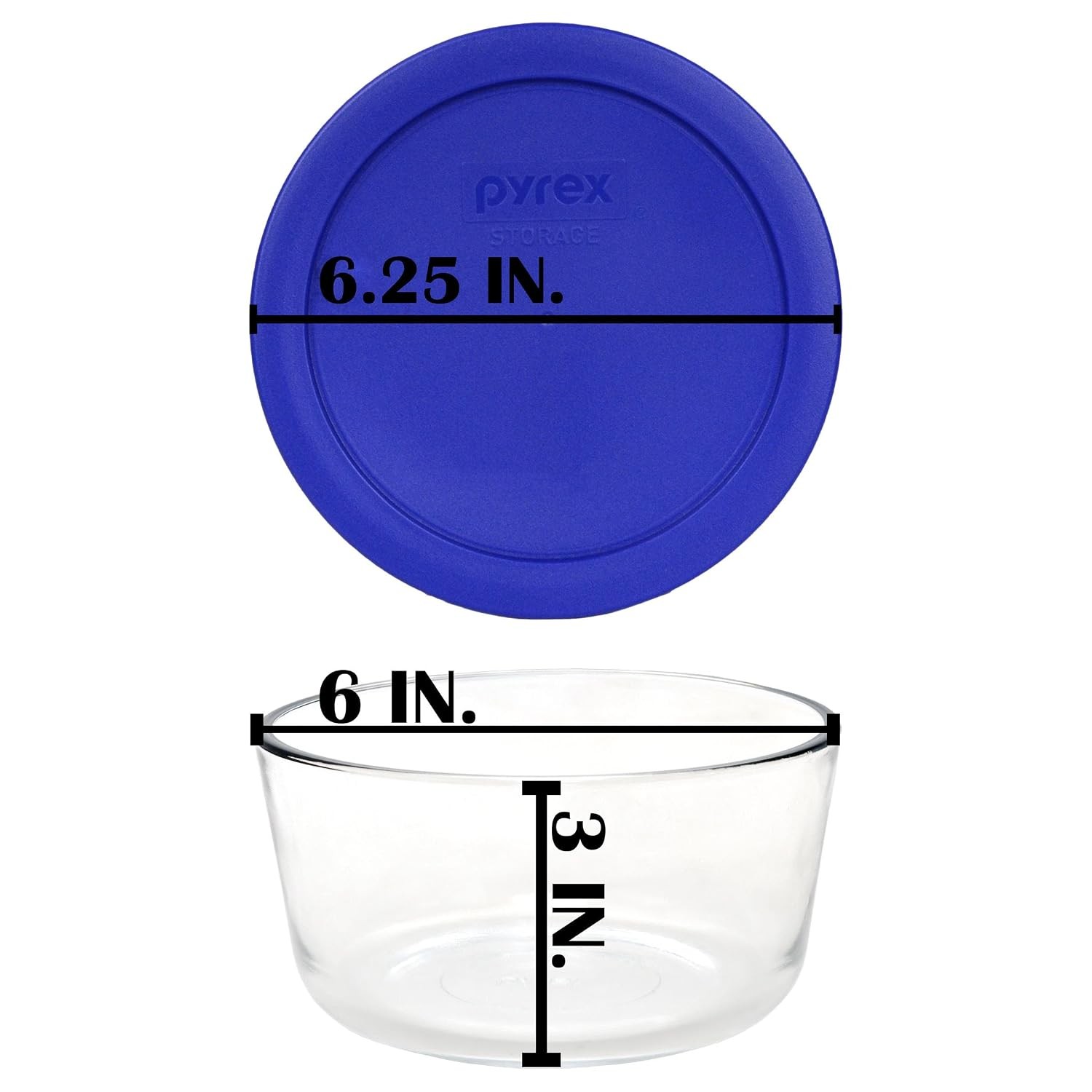 7201 4-Cup Glass Bowls and 7201-PC Cadet Blue Lids (4-Pack) Perfect for Meal