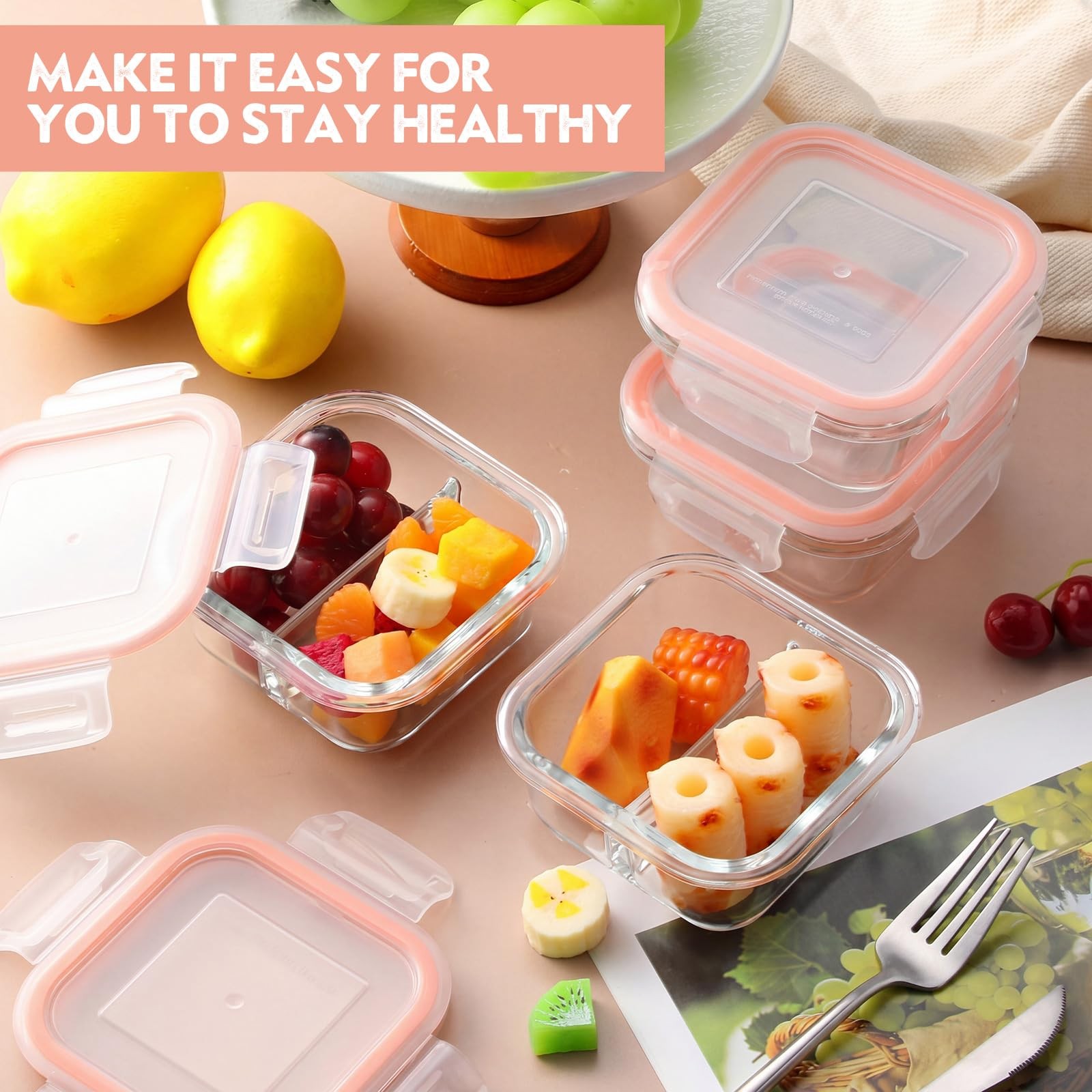 Yiyiring 8 Pack 8 oz Bariatric Meal Prep Containers, Glass Bowl Bariatric Por…