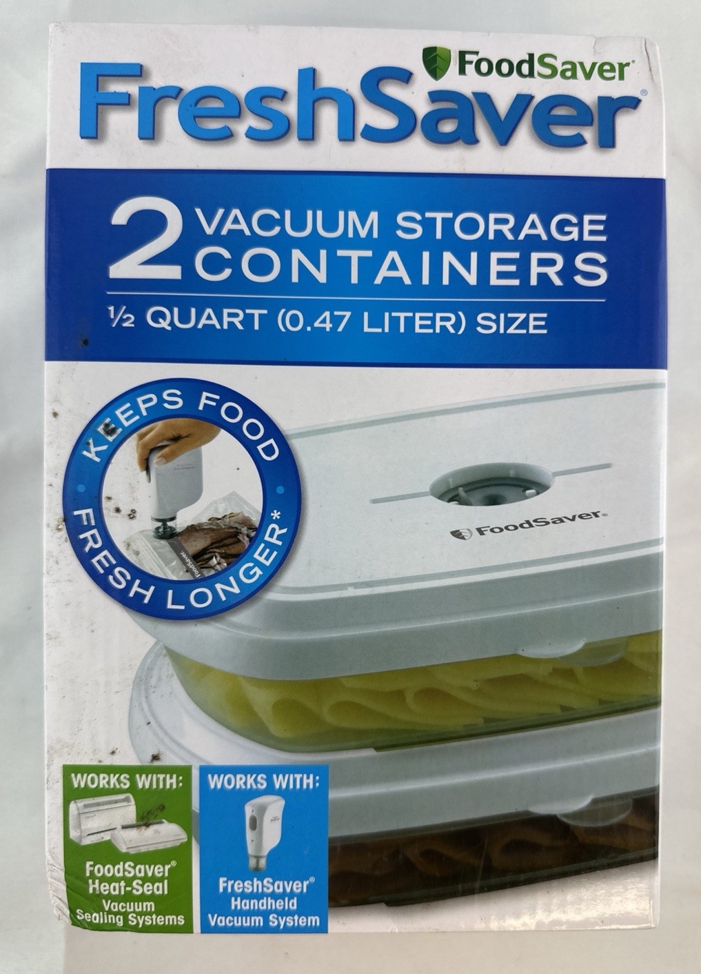 FOODSAVER FRESHSAVER VACUUM STORAGE CONTAINERS SET OF 2 – 1/2 QT. SIZE NEW NIB