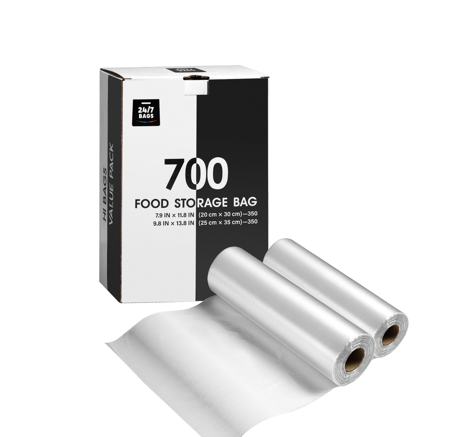 8″x12″ & 10″x14″ Quart & Gallon Plastic Produce Bags On A Roll 350 Bags Each 70