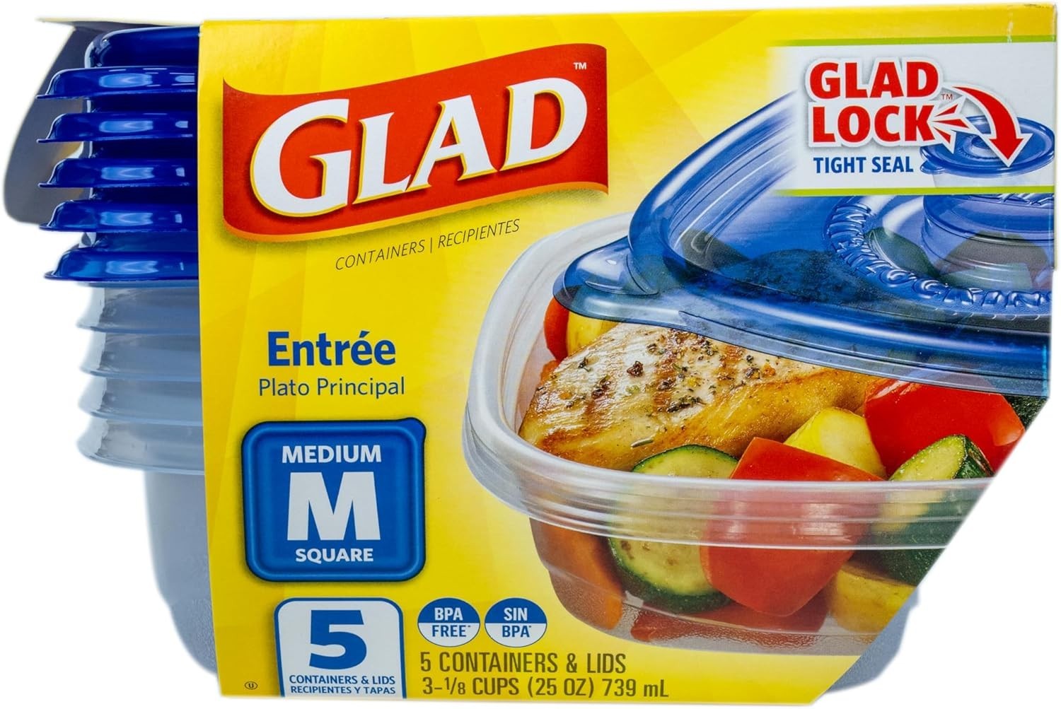Ware Airtight Food Storage Containers – 25 Oz Square, 5 Count Pack – BPA Free