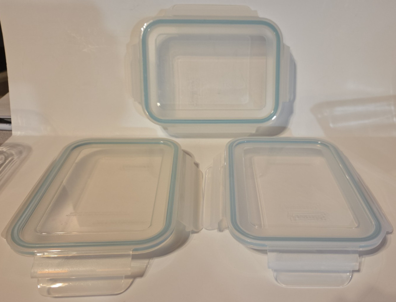 Set of 3 Glasslock Glass Food Storage Containers w/ Snap Lock Lids OCRT-090