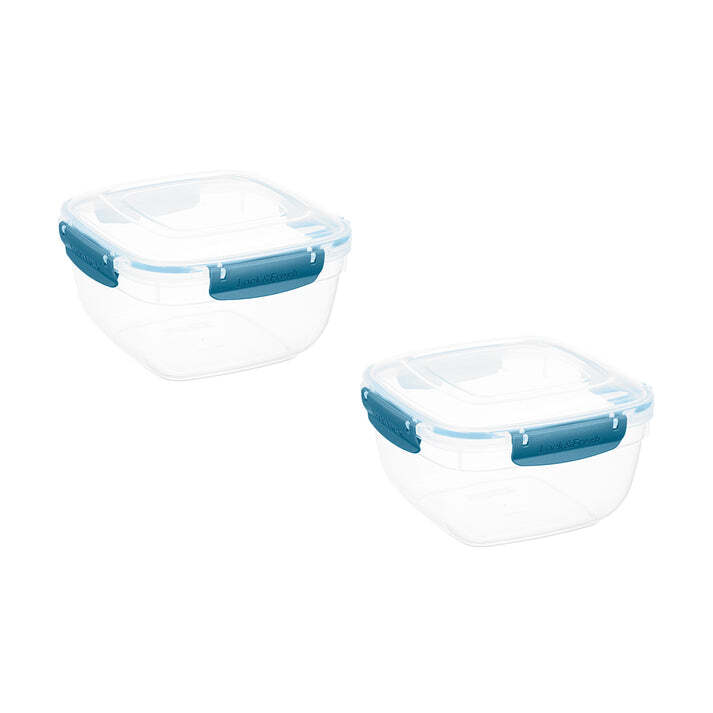 Superio Plastic Food Storage Containers, Airtight Lids, 13 oz., Blue, 2 pack