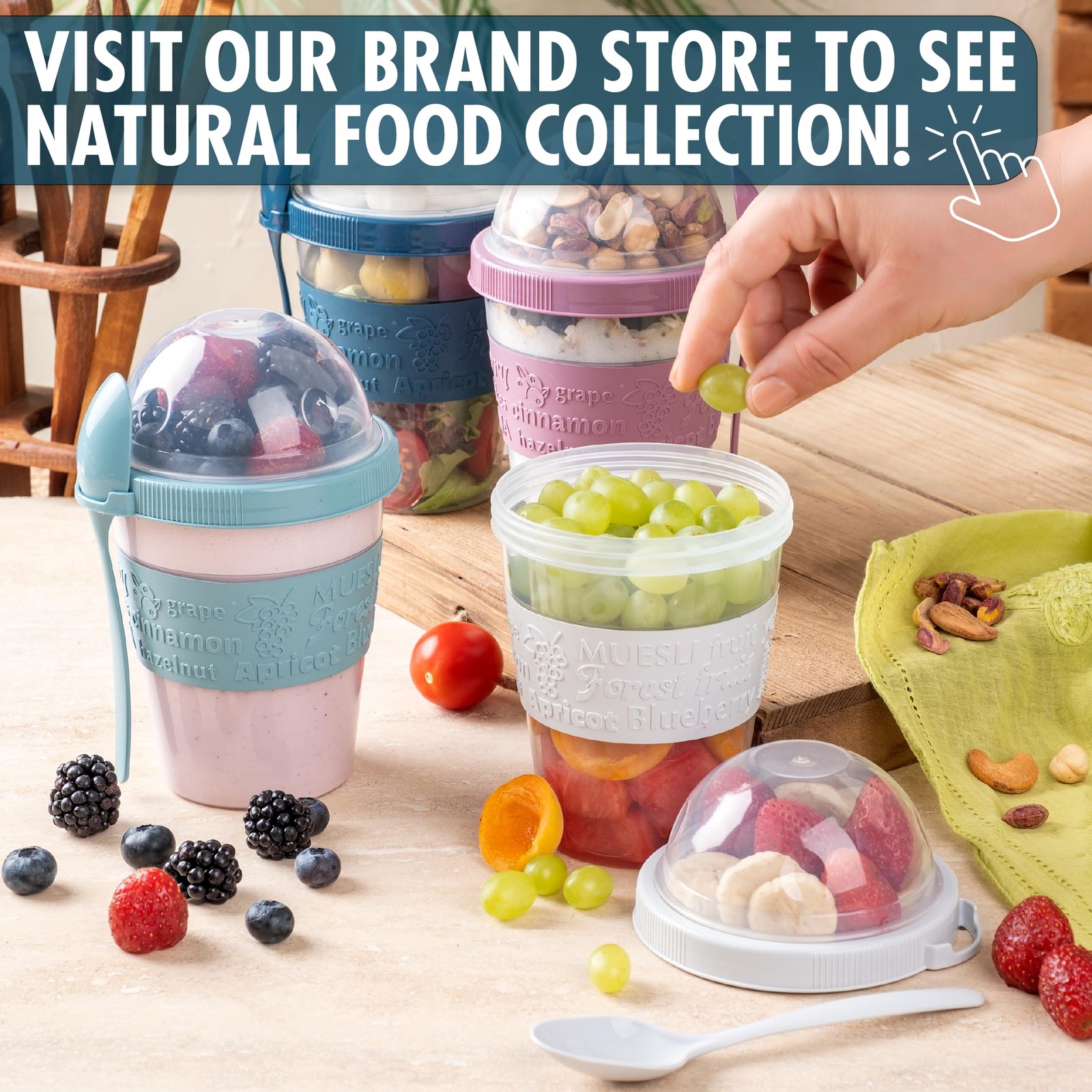 Overnight Oats Containers with Lid & Spoons, 4 Pack – 20 oz, Reusable Yogurt …
