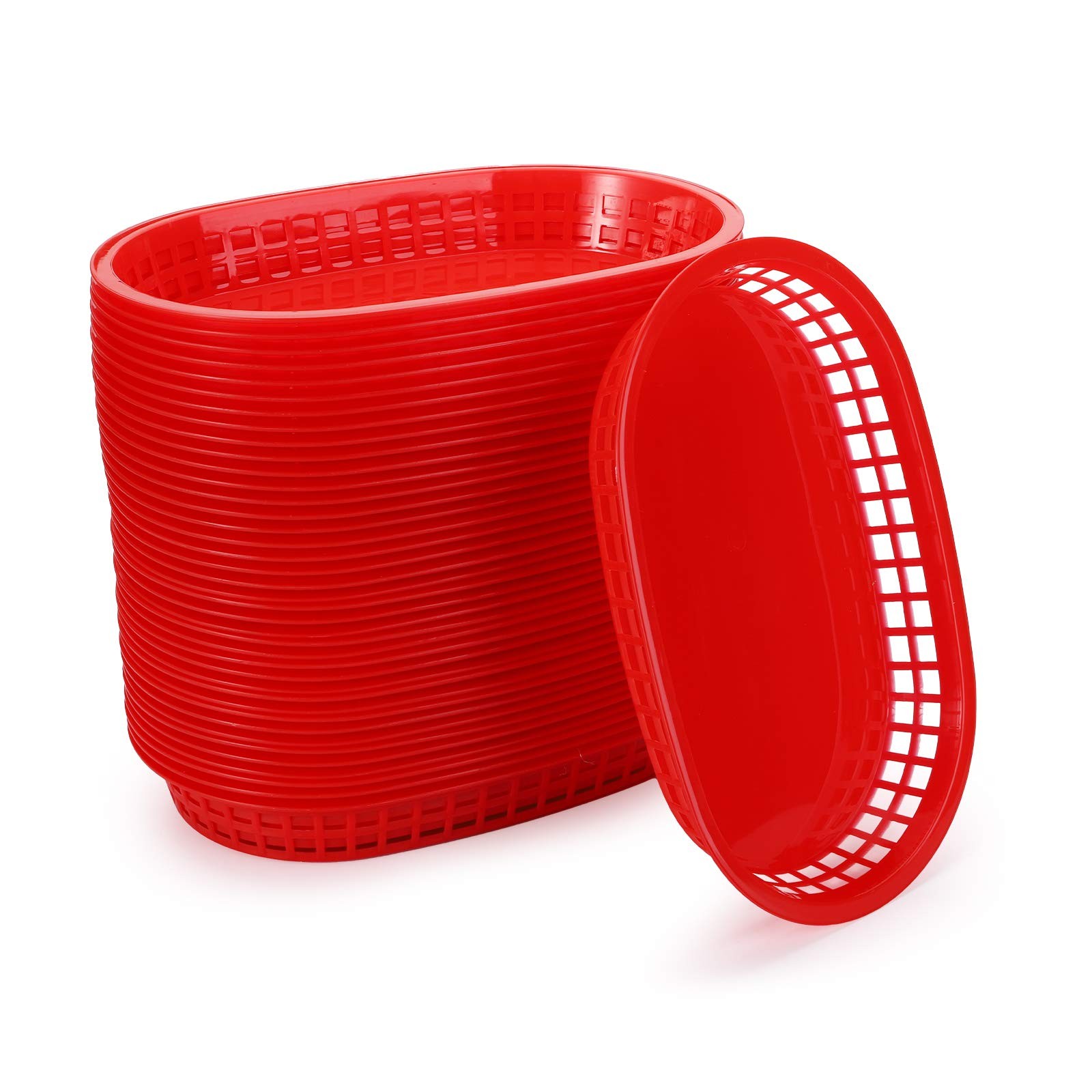 FAST FOOD BASKETS Plastic Basket Hot Dogs Burgers Sandwiches Red 40 Pack CEDILIS