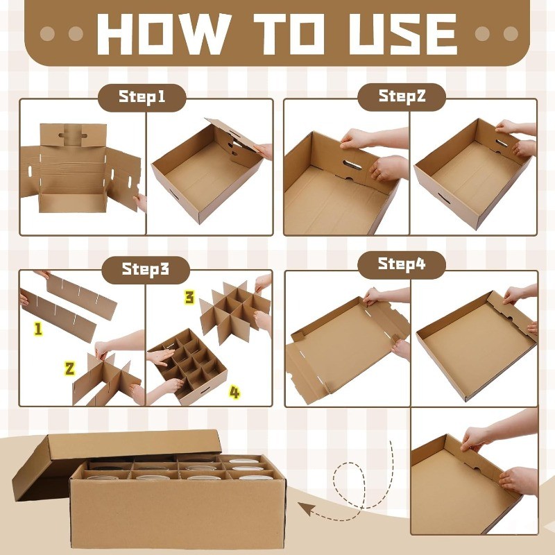 6 Pieces Mason Jar Storage Boxes 16 oz Canning Boxes with Handles and Dividers