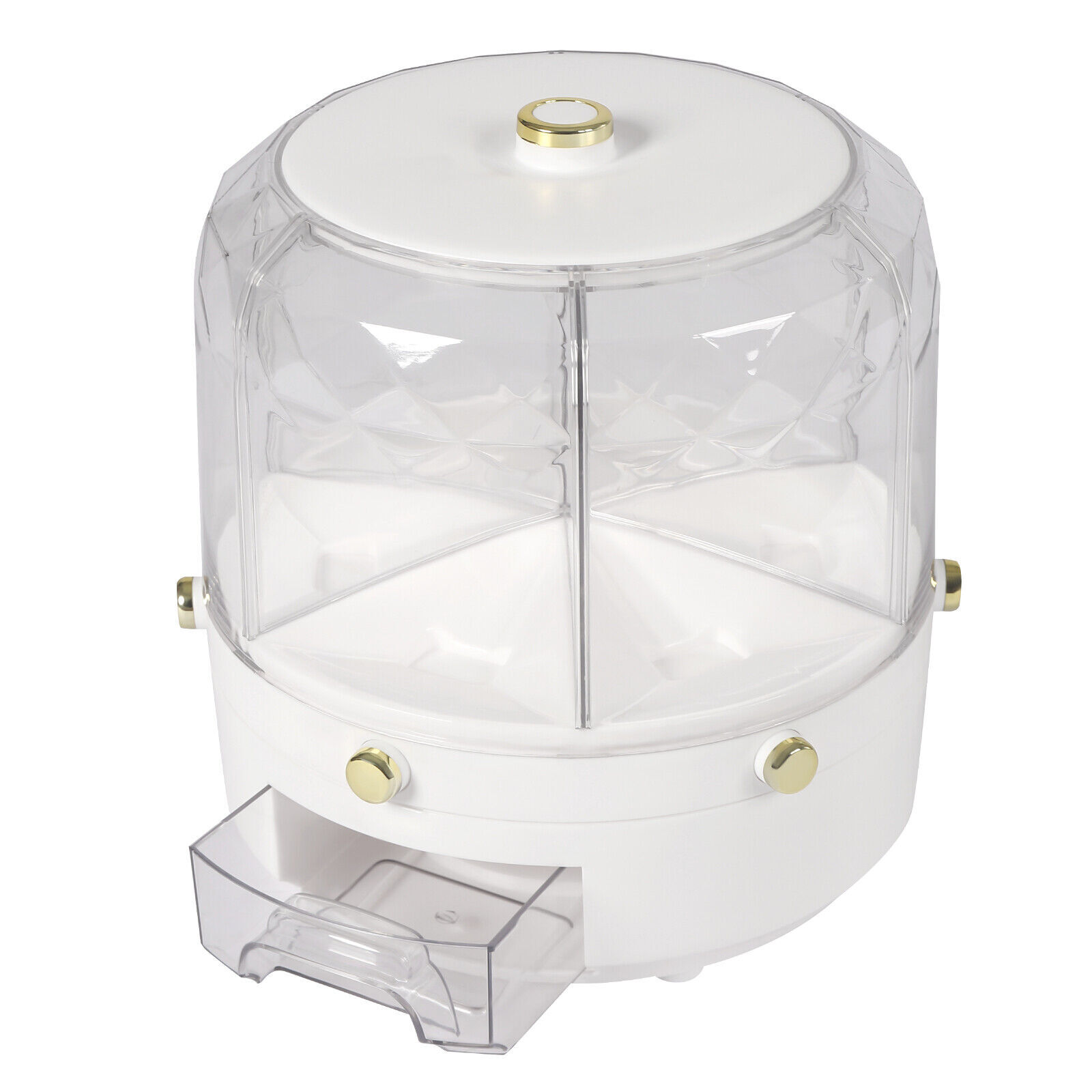 6-Grid Rotating Rice Dispenser Dry Grain Food Storage Container Tank for Kitchen