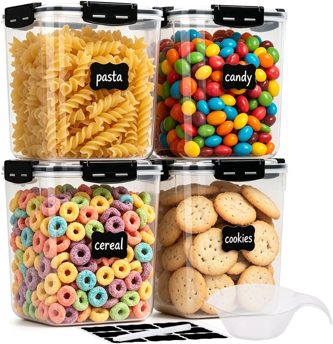 Airtight Food Storage Containers with Lids Plastic 5.3L Set of 4 | Large Pant…