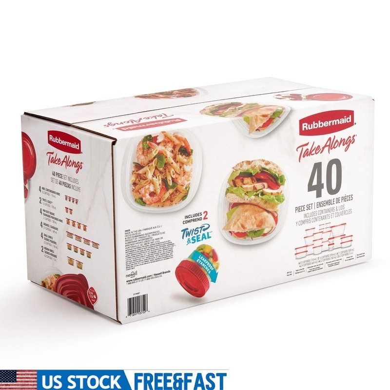 Food Storage Container Set BPA Free Leakproof Microwave Safe Stackable 40 Count