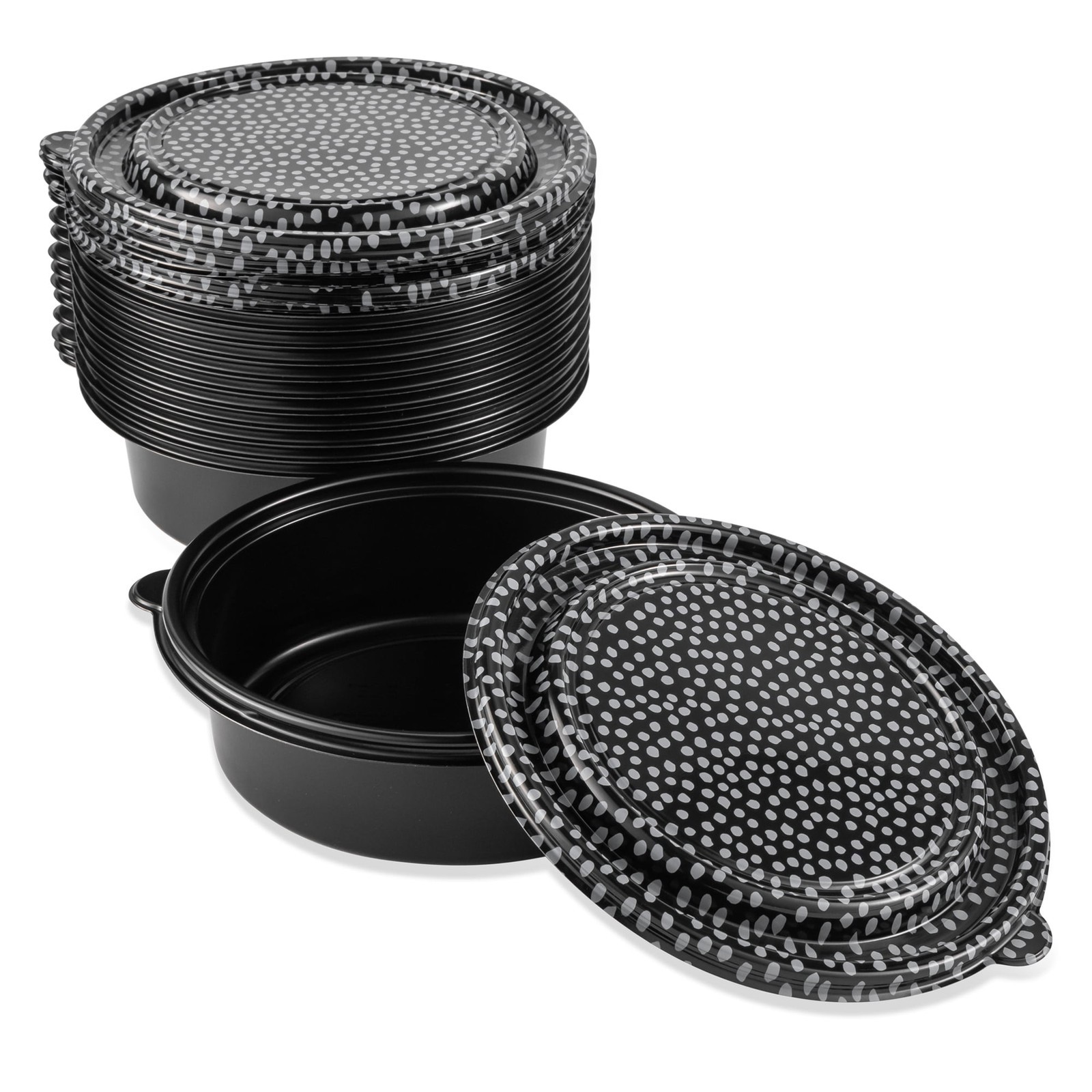 2 pack 24-Piece Meal Prep Food Container Set Black