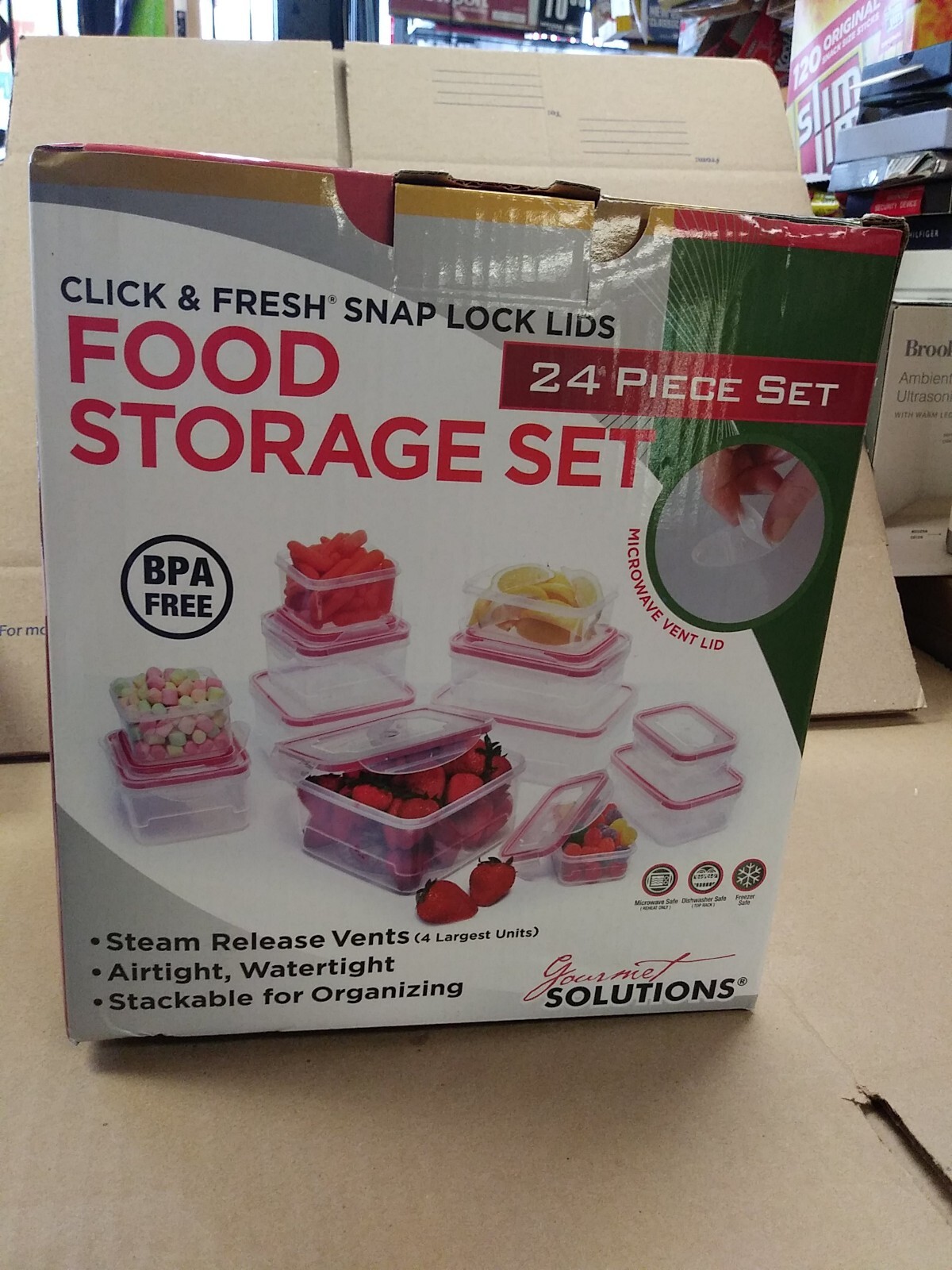 Gourmet Solutions Food Storage with Click & Fresh Snap Lock Lids 24 Piece Set