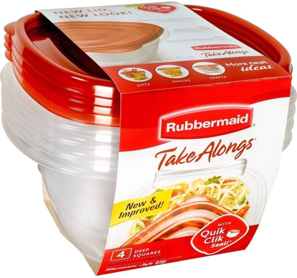 TakeAlongs Deep Square Food Storage Containers 5.2 cups 4 pack Tint Chili Red