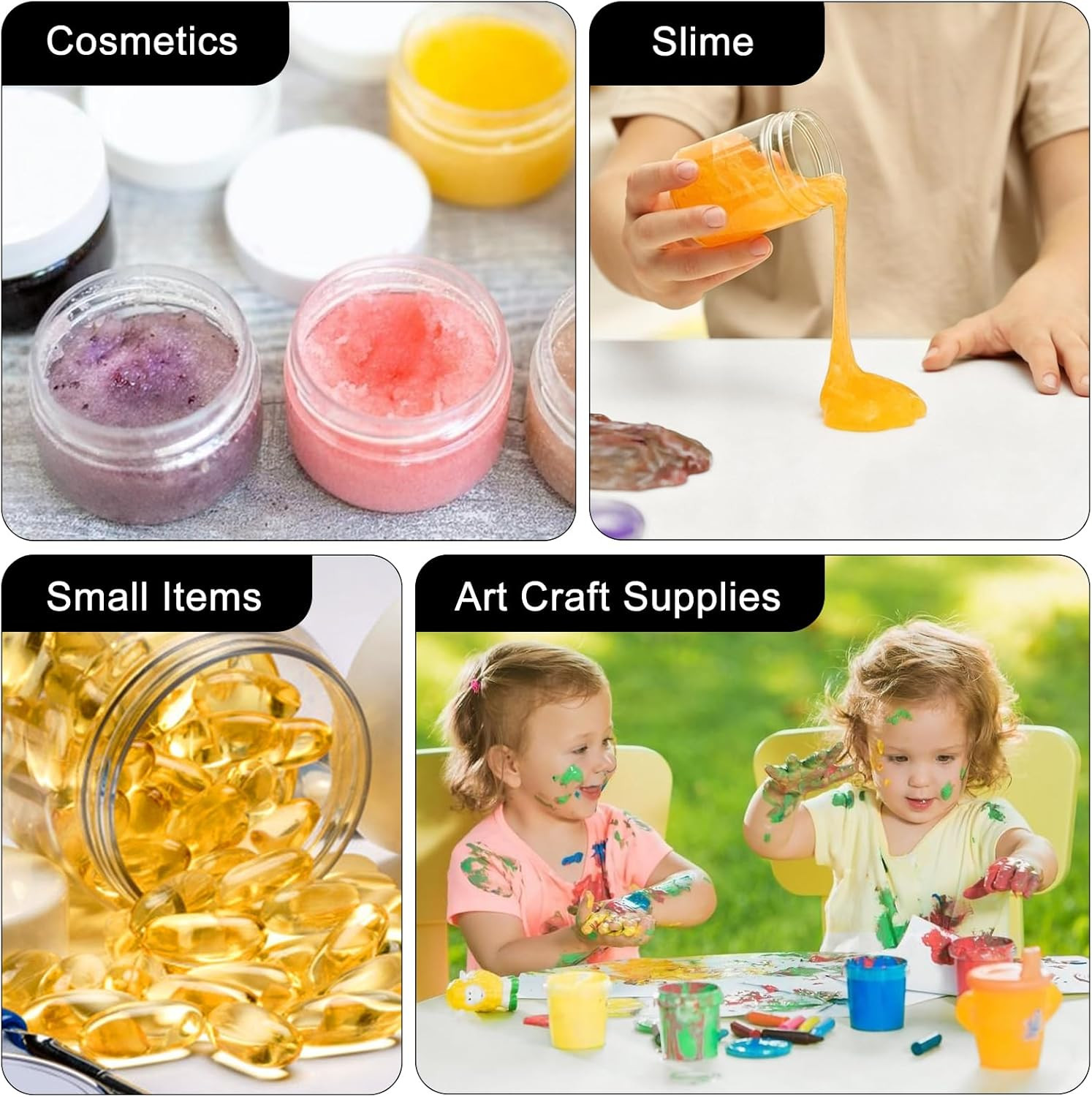 12 Pack 2 Oz Plastic Jars with White Lids, 2Oz Small Plastic Containers with Lid