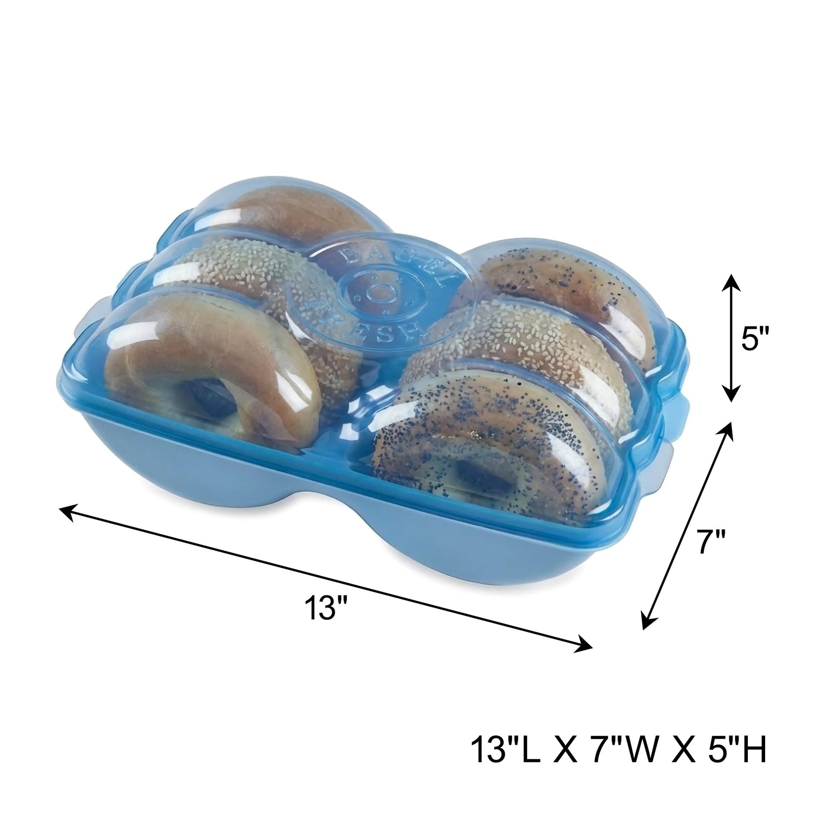 Touch Up Cup Bagel Fresh Holder Container Bread Storage 13×5 inches, Blue