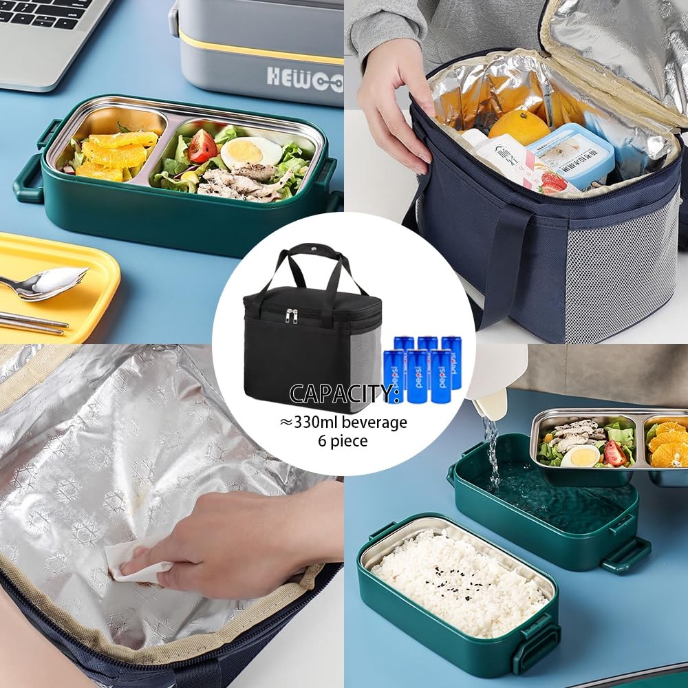 HEWOOH 74oz Large Bento Box for Adults, Reusable Lunch Container w/Bag & Utensil