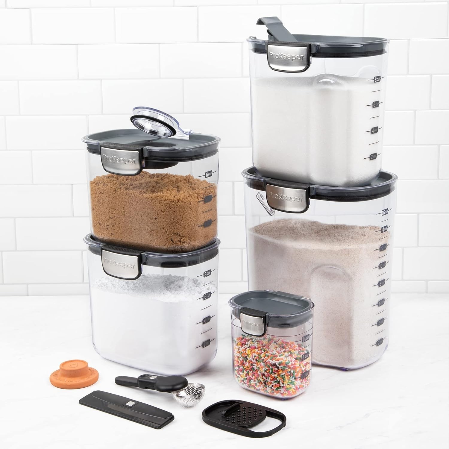 9PC Airtight Food Storage Container Set Plastic Flour and Sugar Canister Set
