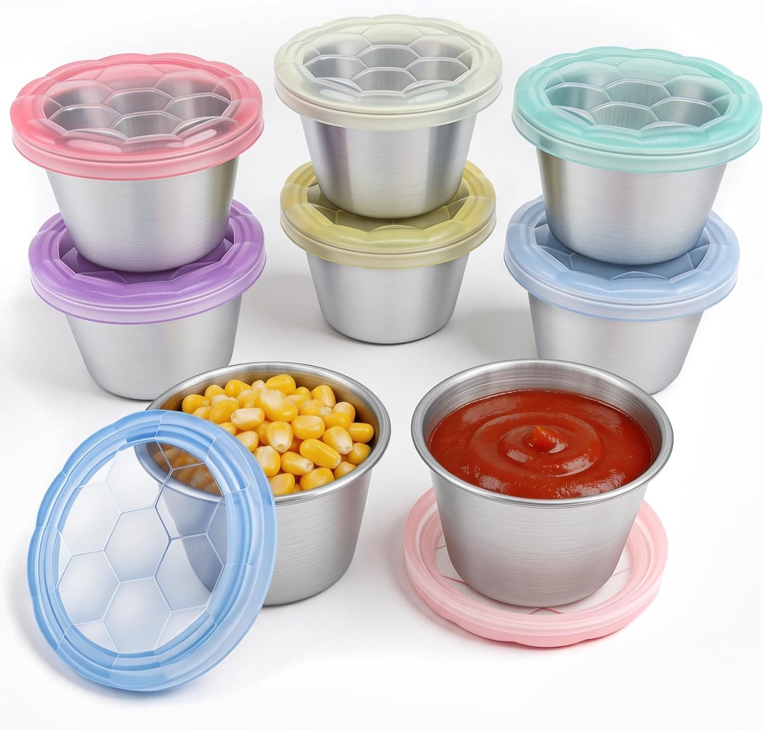 8×2.4 Oz Salad Dressing Containers with See-Through Lids, Leakproof Salad