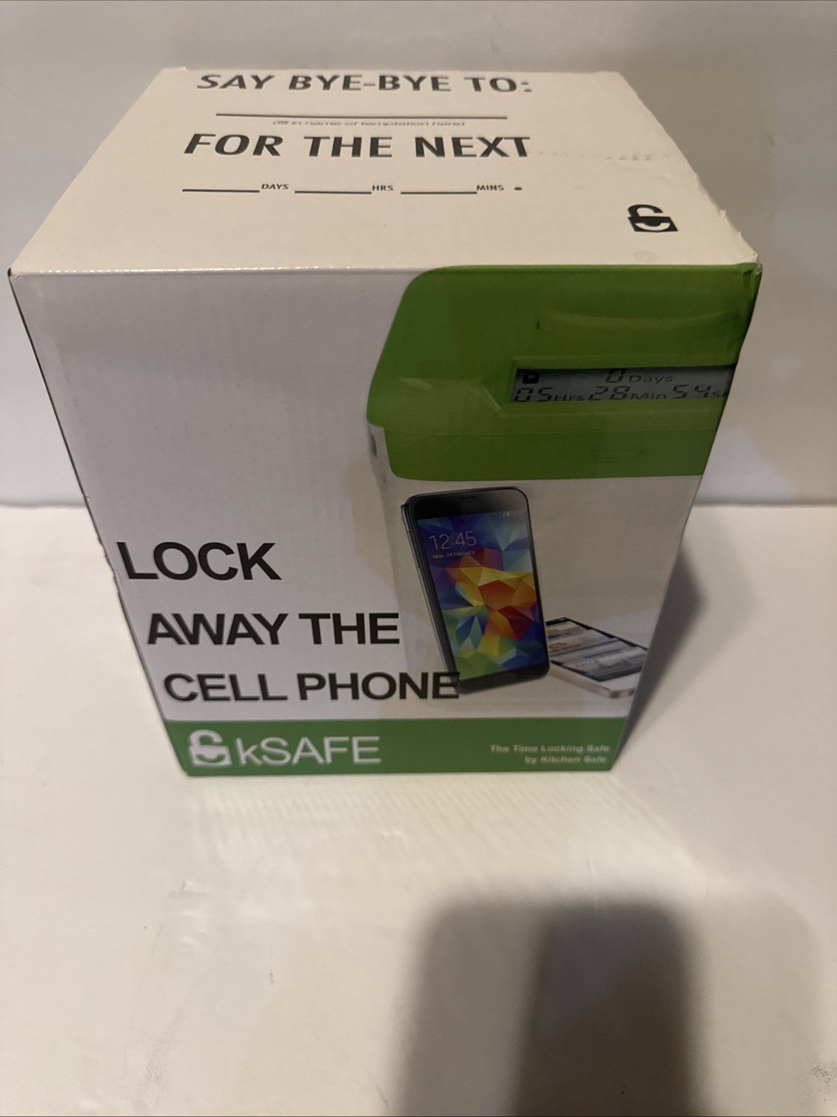 kSafe Time Locking Kitchen Safe-Lock Box NEW With Green Top Clear Base
