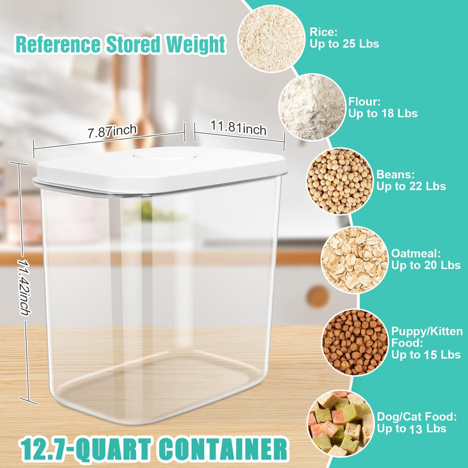 TBMax Large Rice Container 25 Lbs with EasyCarrying Handles 12.7 Qt Flour Sto…