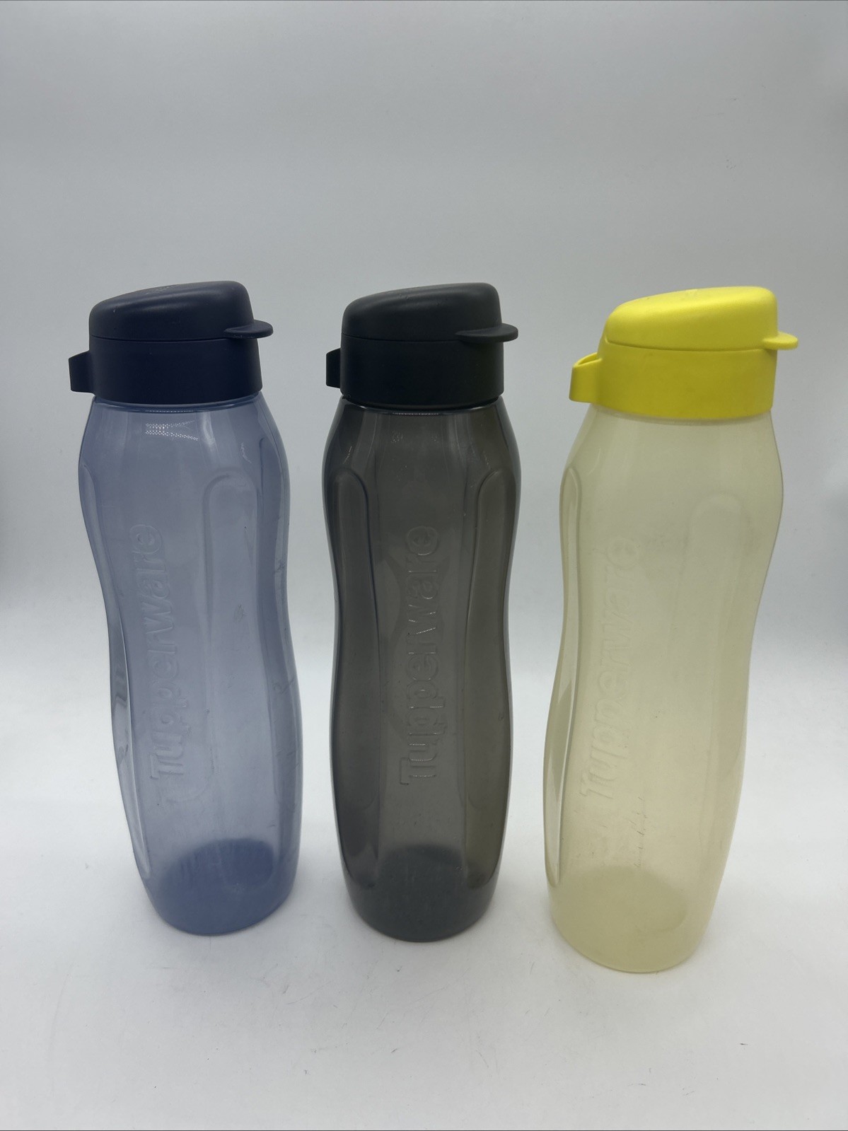 Tupperware Drink Bottle Trio Eco Top Set Blue Yellow Black Large