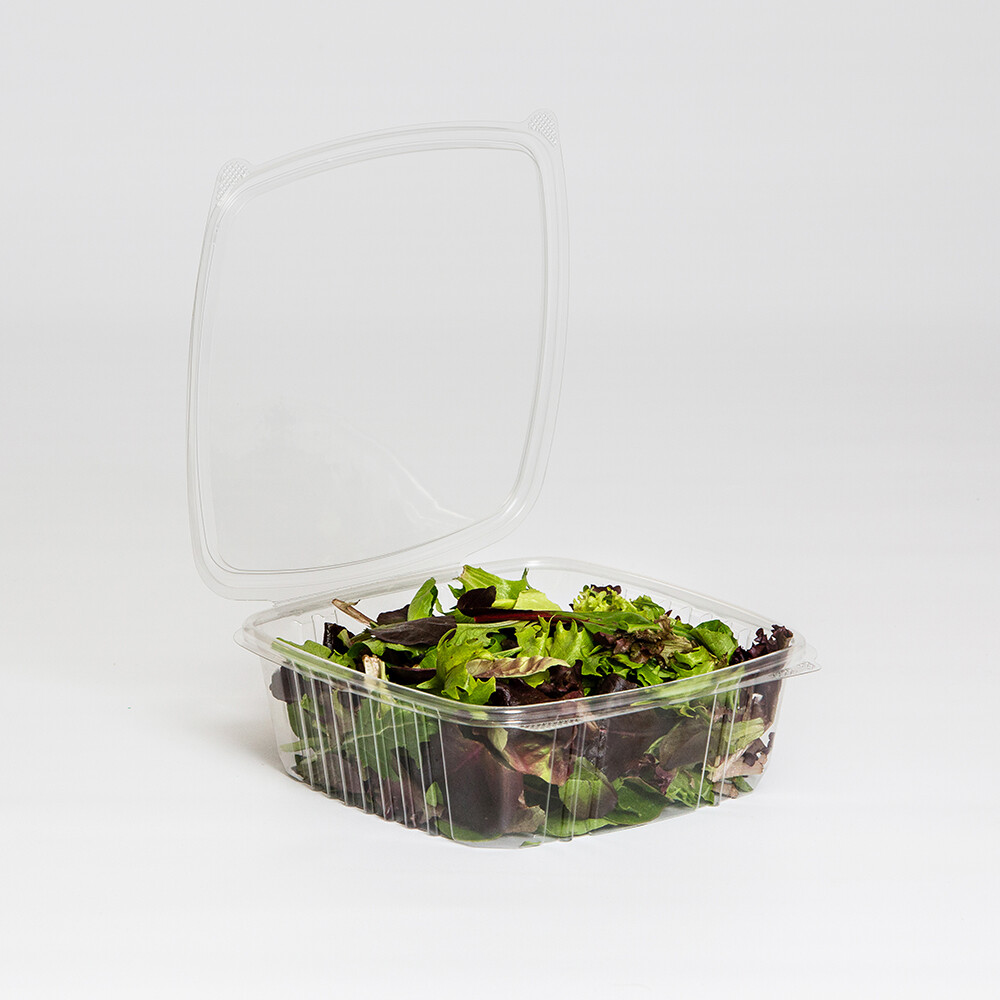 Koda Cup 48 oz. (3/4 Gallon-Size) RPET Clear Plastic Hinged Lid Deli Meal Prep