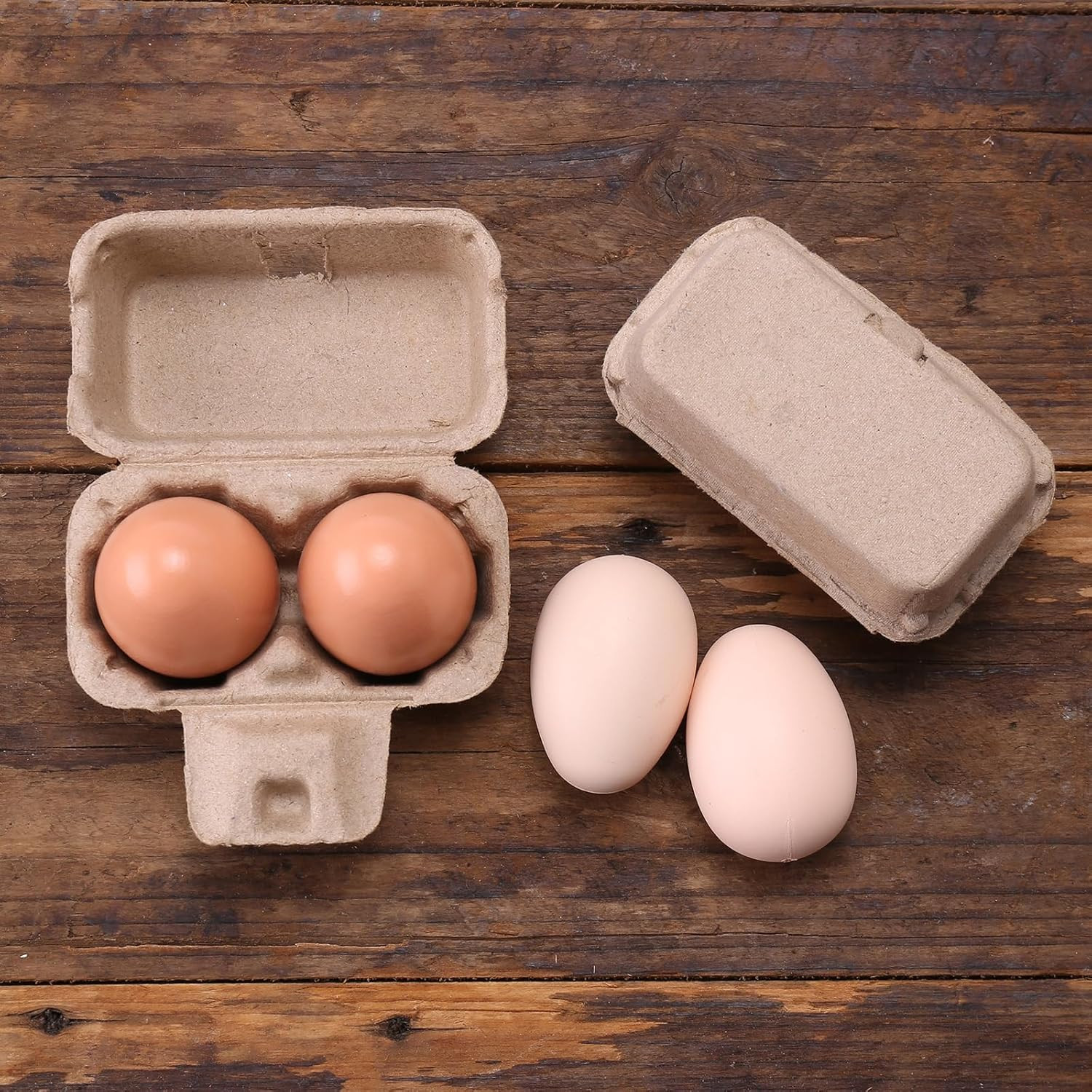 100 Pack Egg Cartons Bulk Pulp, 2 Cell Containers Vintage Easter Style, 1/6 Doze