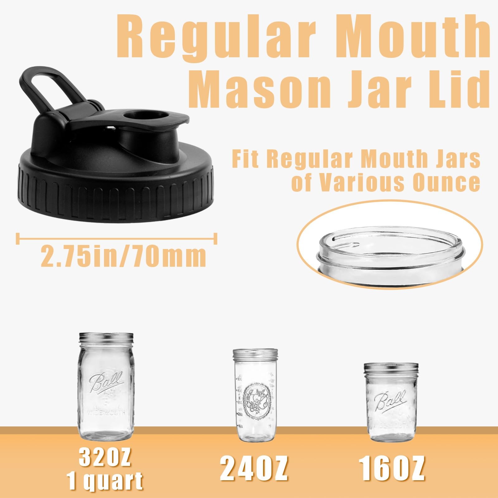 Pour Spout Lids for Ball Regular Mouth Mason Jars, Airtight Canning Jar Flip …