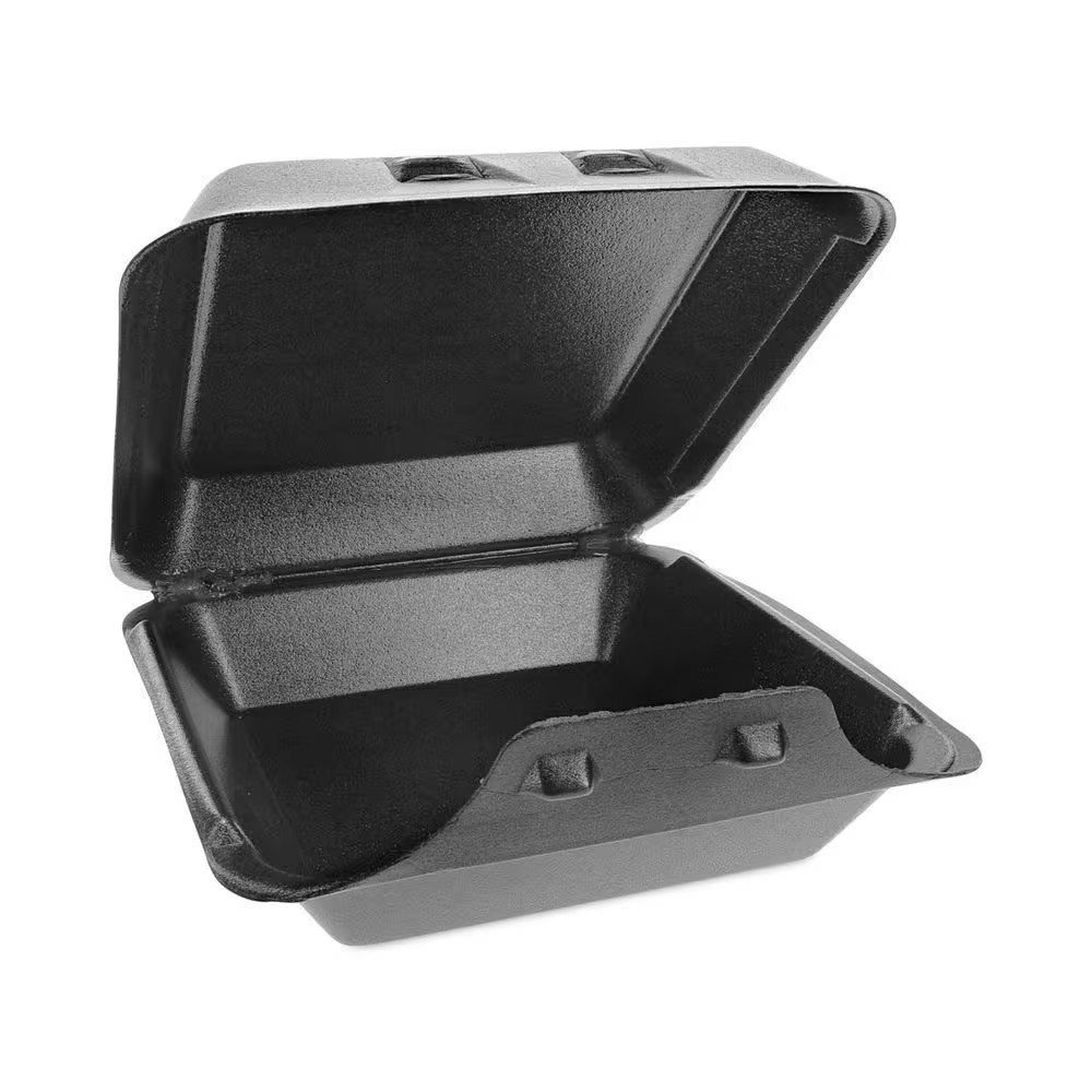 9 In. X 9.13 In. X 3.25 In. Large Black Smart Lock Foam Hinged Containers (150-C