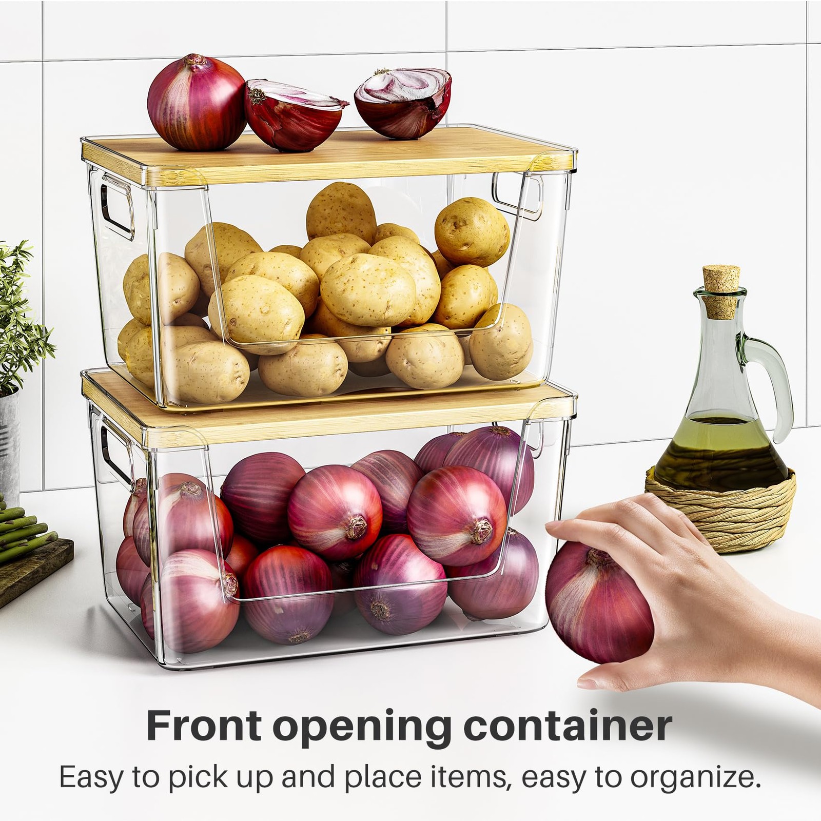 2 Set Pantry Organizer and Stackable Storage Kitchen,Sturdy and Durable Stora…